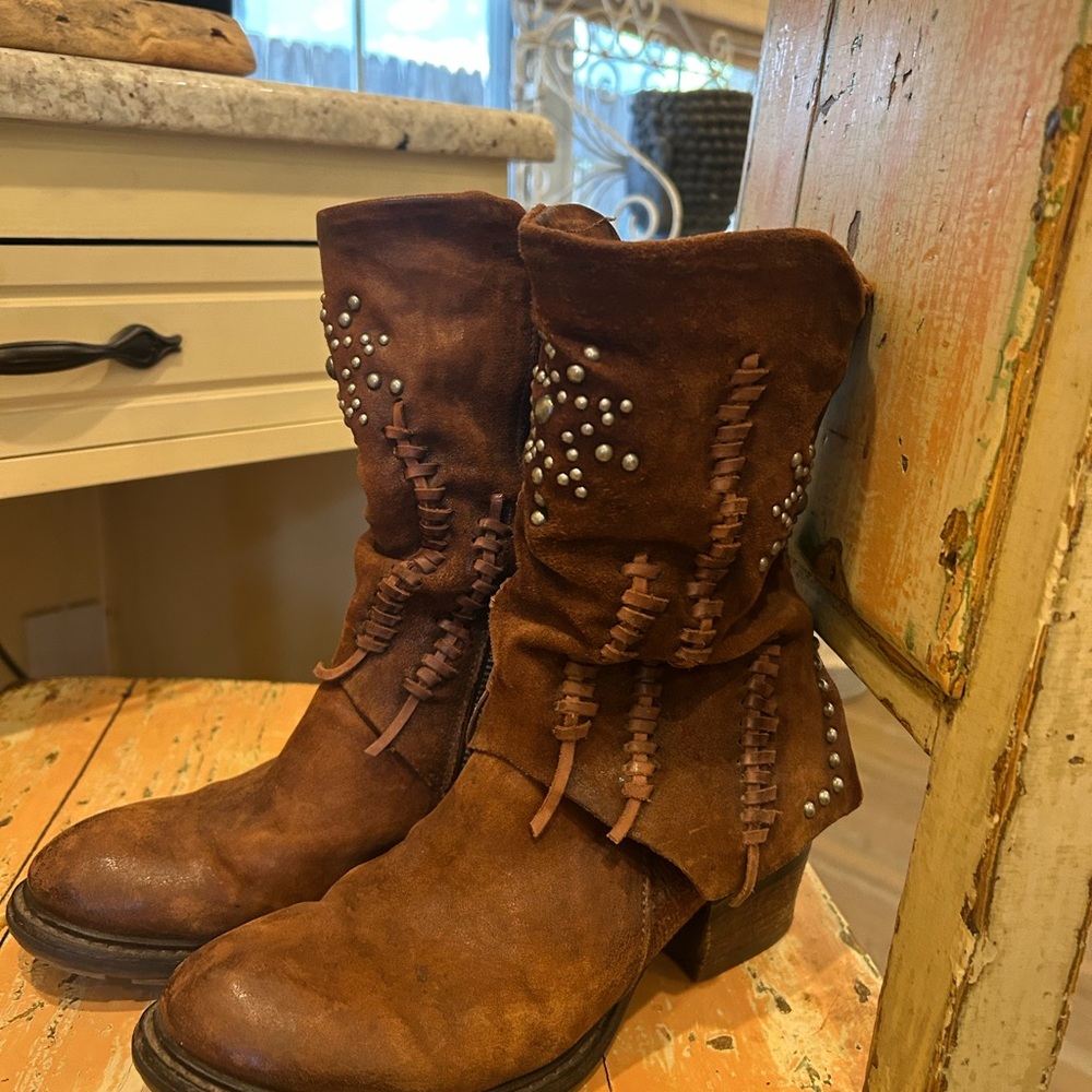A.S. 98 | EUC Clein Leather Studded Boots Brown Size 38, US 7.5/8